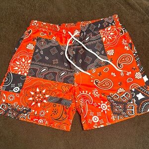 BRAND NEW!! Medium Red Bandana Swim Shorts.